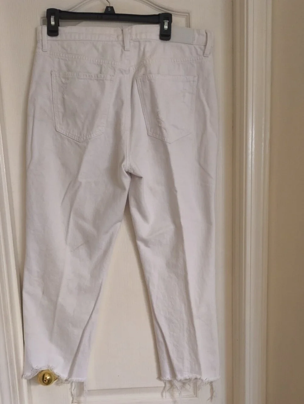 pistola White Cropped Distressed High-Rise Jeans